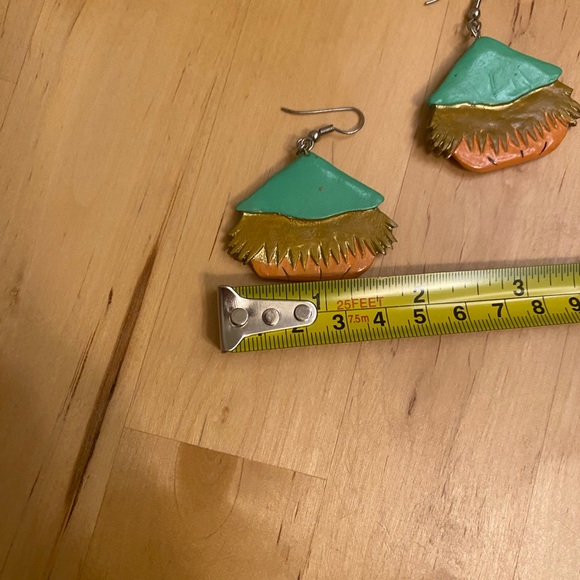 Vintage Handmade Pumpkin Clay Earrings One Of A Kind Fall Accessory - Picture 7 of 7